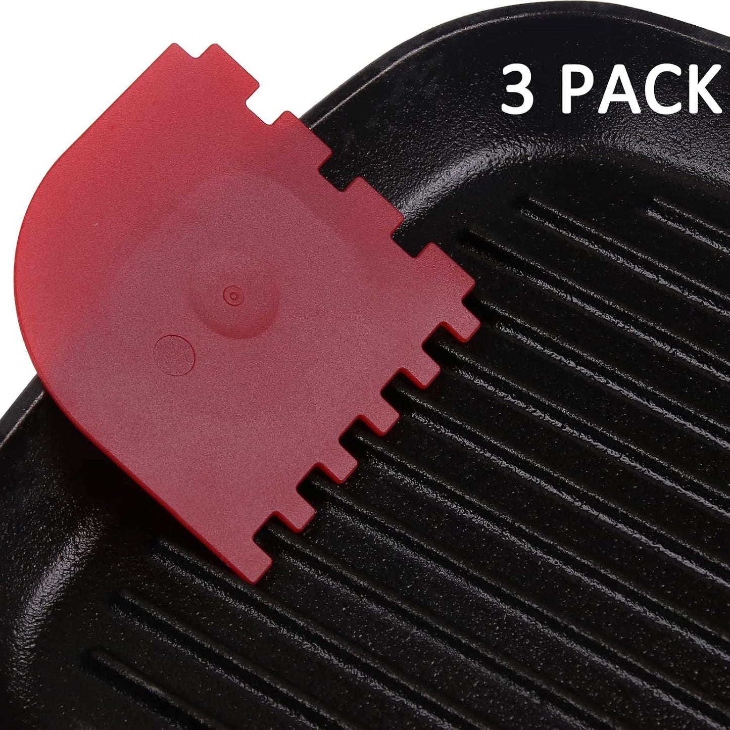 3 Set Plastic Grill Pan Scraper Tool for Griddle Cleaner, Cast Iron Accessories, Kitchen Cleaning Tool Kit