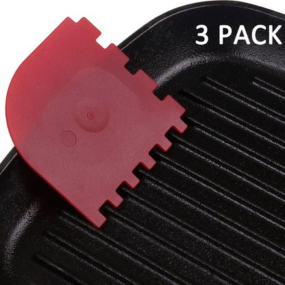 3 Set Plastic Grill Pan Scraper Tool for Griddle Cleaner, Cast Iron Accessories, Kitchen Cleaning Tool Kit