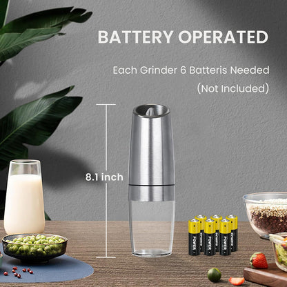 Battery Operated Salt And Pepper Grinder Set 2 Pack (Black)