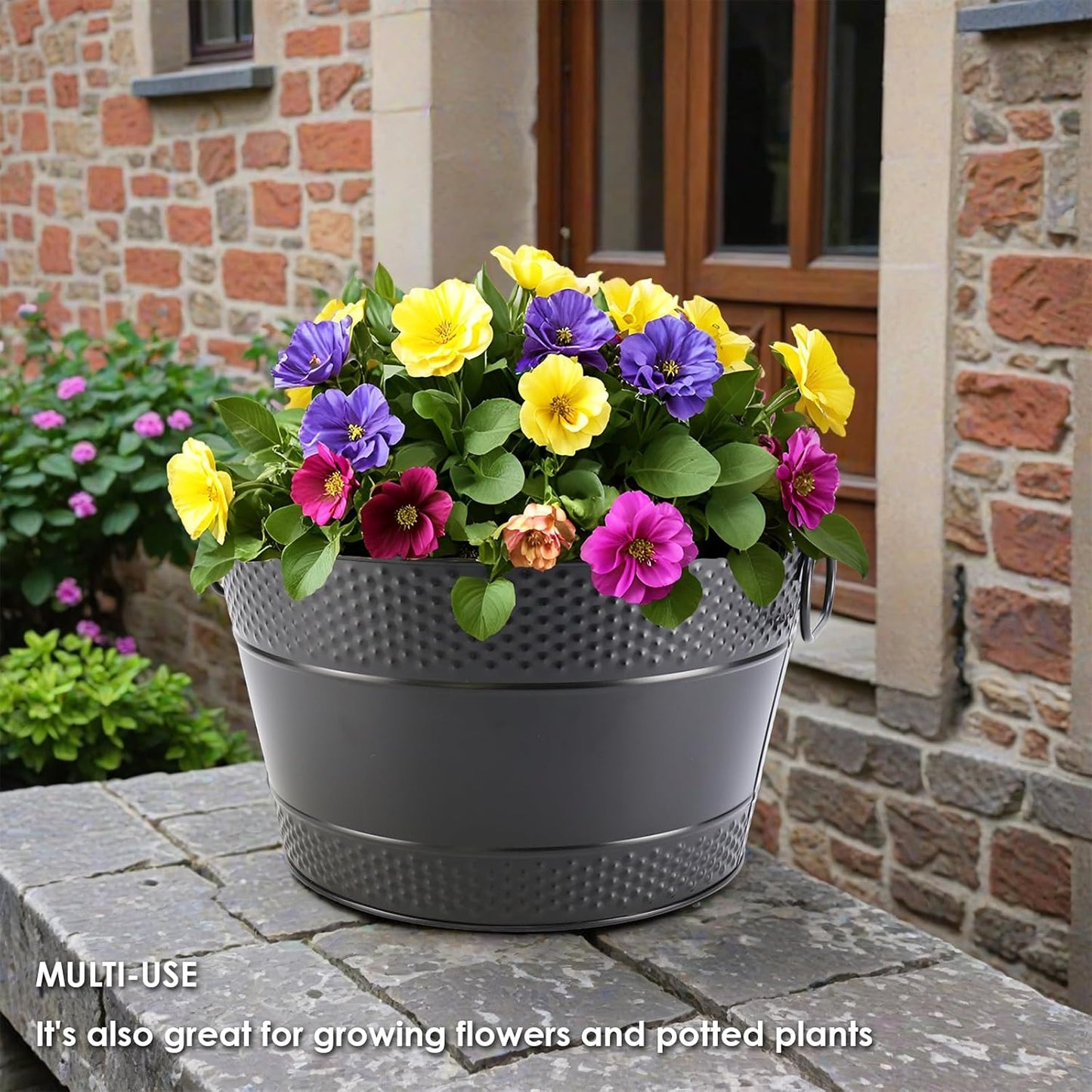 Ice Bucket for Parties Galvanized Beverage Tub, Drink Buckets Galvanized Bucket with Handles for Wine Beer Champagne Cocktails for Catering Bars (Copper-1PC)