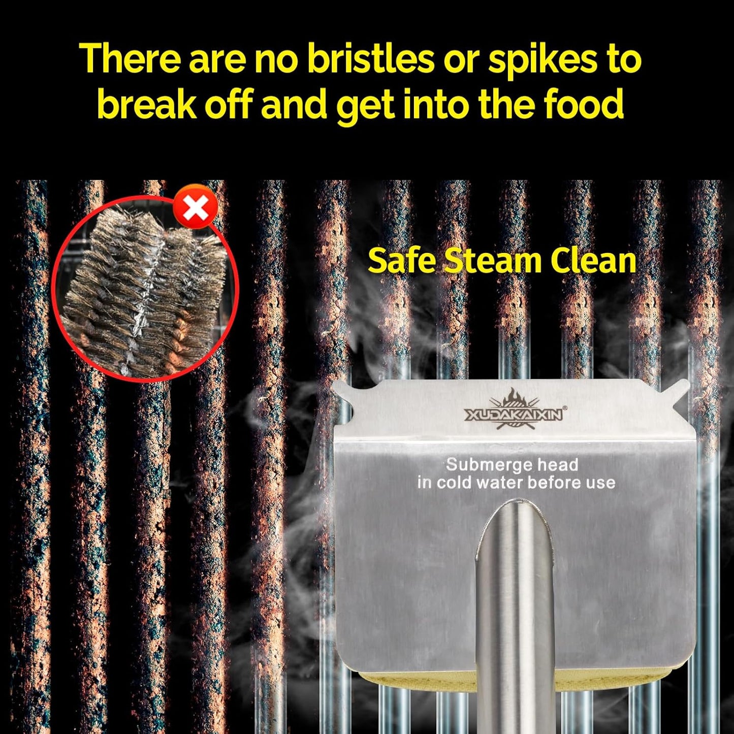 XUDAKAIXIN Bristle-Free Steam Grill Brush,No Bristle Shedding— Ultra Safe & Efficient BBQ Grill Cleaner for Outdoor Grill, for Men, Dad, or Any Grill Lover﻿