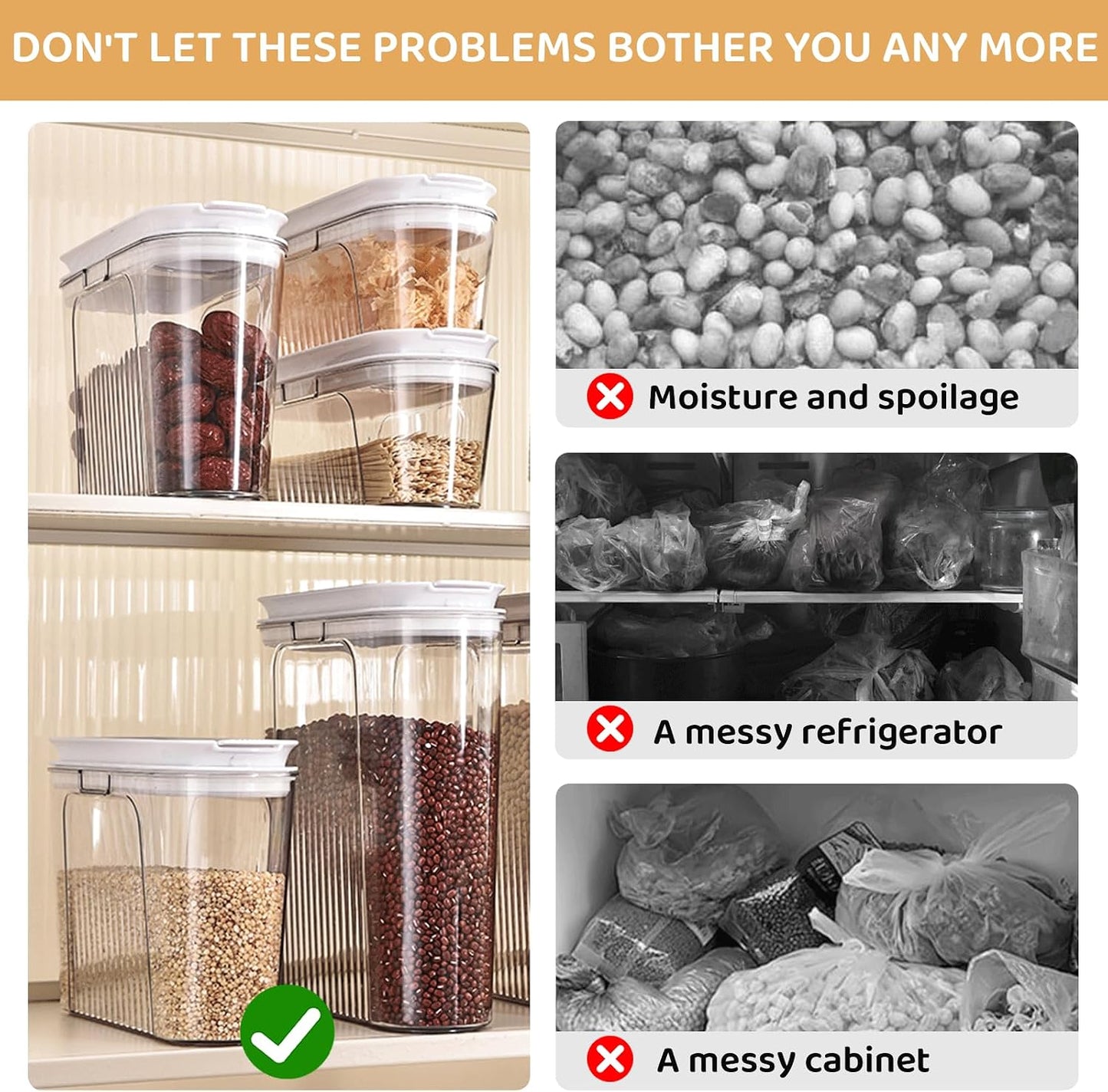 Cereal Storage Containers Sets,BPA Free with Pouring Spout Handle Airtight Food Storage Dispenser with lids For Rice Flour Pasta Grain, Pet Food Storage Container (37.2 oz + 77.7 oz (2 of Each))