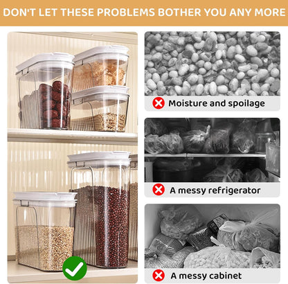 Cereal Storage Containers Sets,BPA Free with Pouring Spout Handle Airtight Food Storage Dispenser with lids For Rice Flour Pasta Grain, Pet Food Storage Container (37.2 oz + 77.7 oz (2 of Each))