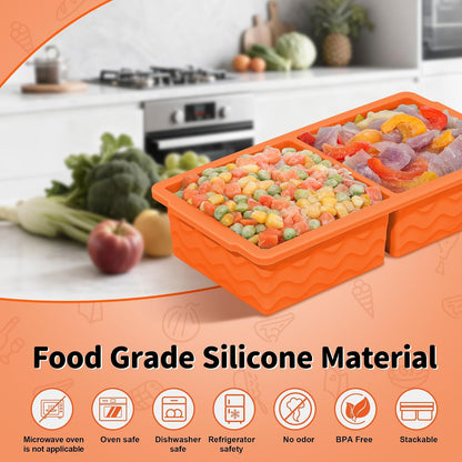 3-Pack Silicone Freezer Trays with Lid,2 Large 2-Cup(500ml)&4 Medium 1-Cup(250ml)&6 Small 1/2-Cup(125ml) Soup Freezer Container Molds,Ice Cube Tray For Meal Prep&Freezing Soup,Stews,Sauces