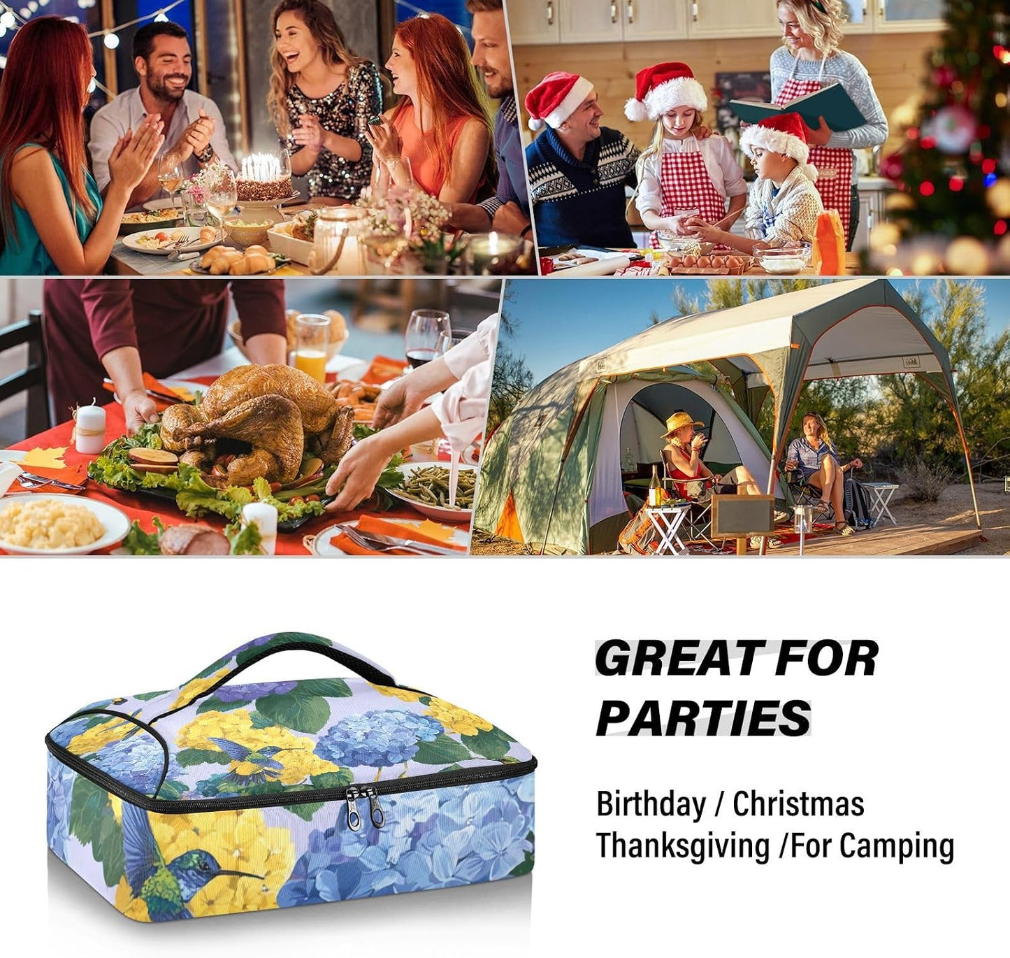 Casserole Carriers for Hot or Cold Food Reusable Casserole Dish Carrier Insulated Thermal Large Capacity Durable Perfect for Party Camping Family Gatherings Yellow Fish - Colors B