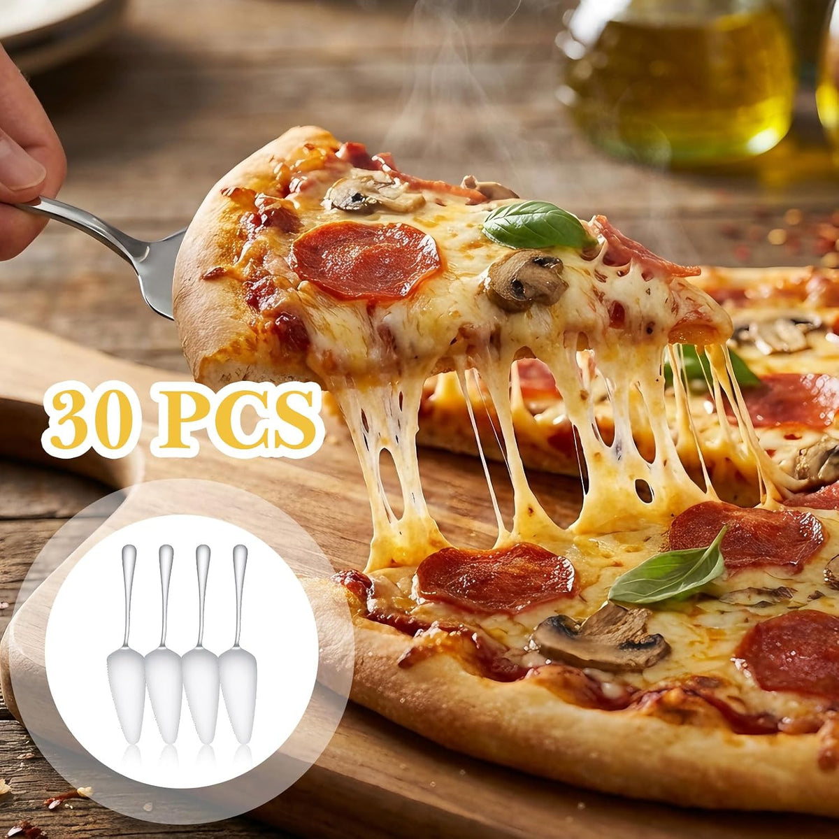30 Pcs Pie Servers Pizza Server Spatula, Cake Pastry Cutter, Silver