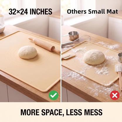 32"x24" Extra Large Silicone Pastry Mat Ink-Free Molded Measurements