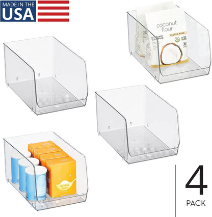 iDesign Clear Plastic Stackable Open Front Storage Bin, Easy Access Organizer for Pantry or Cabinet, 2-Pack