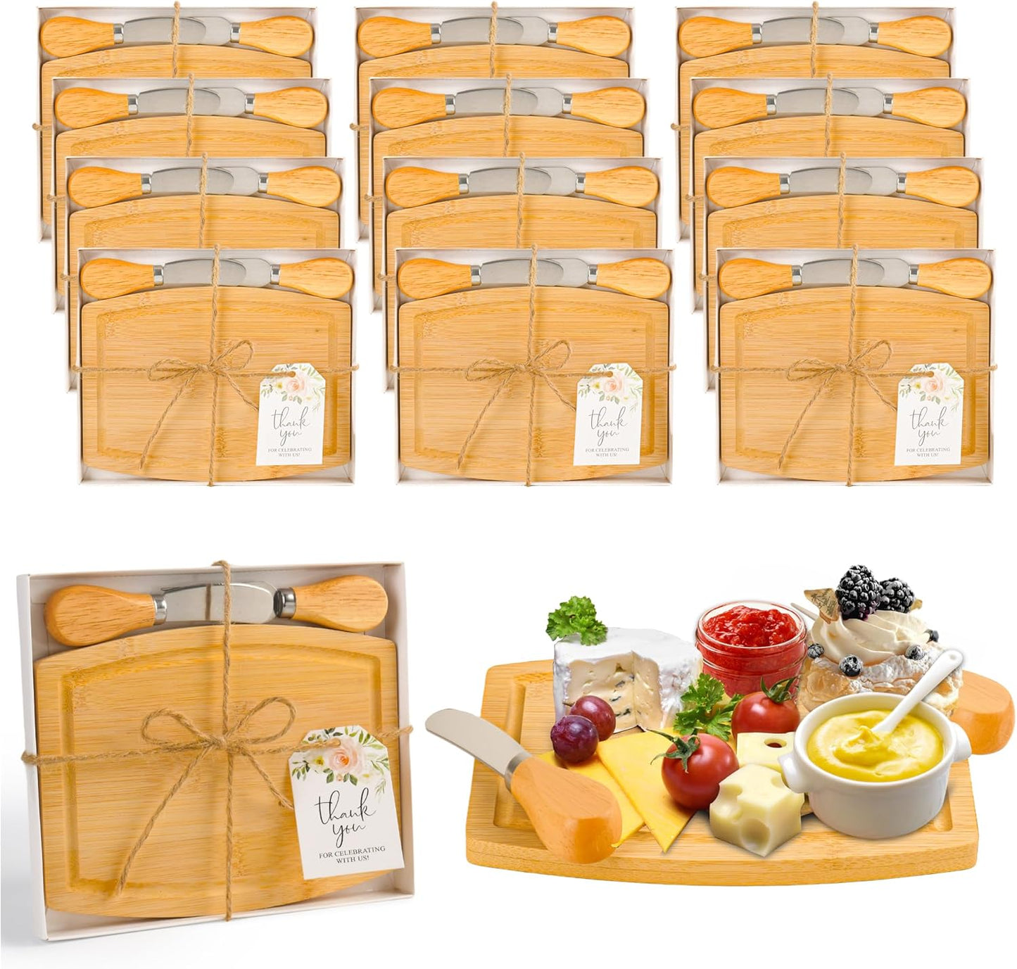 6 Set Baby Shower Prizes For Game Winners Adults,Baby Shower Wedding Favors For Guests,Bridal Shower Gifts,Bamboo Mini Cheese Boards Charcuterie Boards,Thank You Gift Bulk(Acacia, 6)