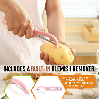 Spring Chef Premium Swivel Vegetable Peeler, Soft Grip Handle and Ultra Sharp Stainless Steel Blades - Perfect Kitchen Peeler For Veggie, Fruit, Potato, Carrot, Apple - Mango