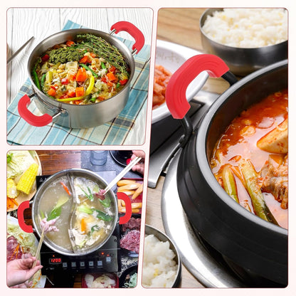 M METERXITY 4-Pack Silicone Pot Handle Covers, Heat Resistant Non-Slip Pot Holder Handle Sleeve for Skillet/Wok Cooking [9.1cm 7.9cm, Black]