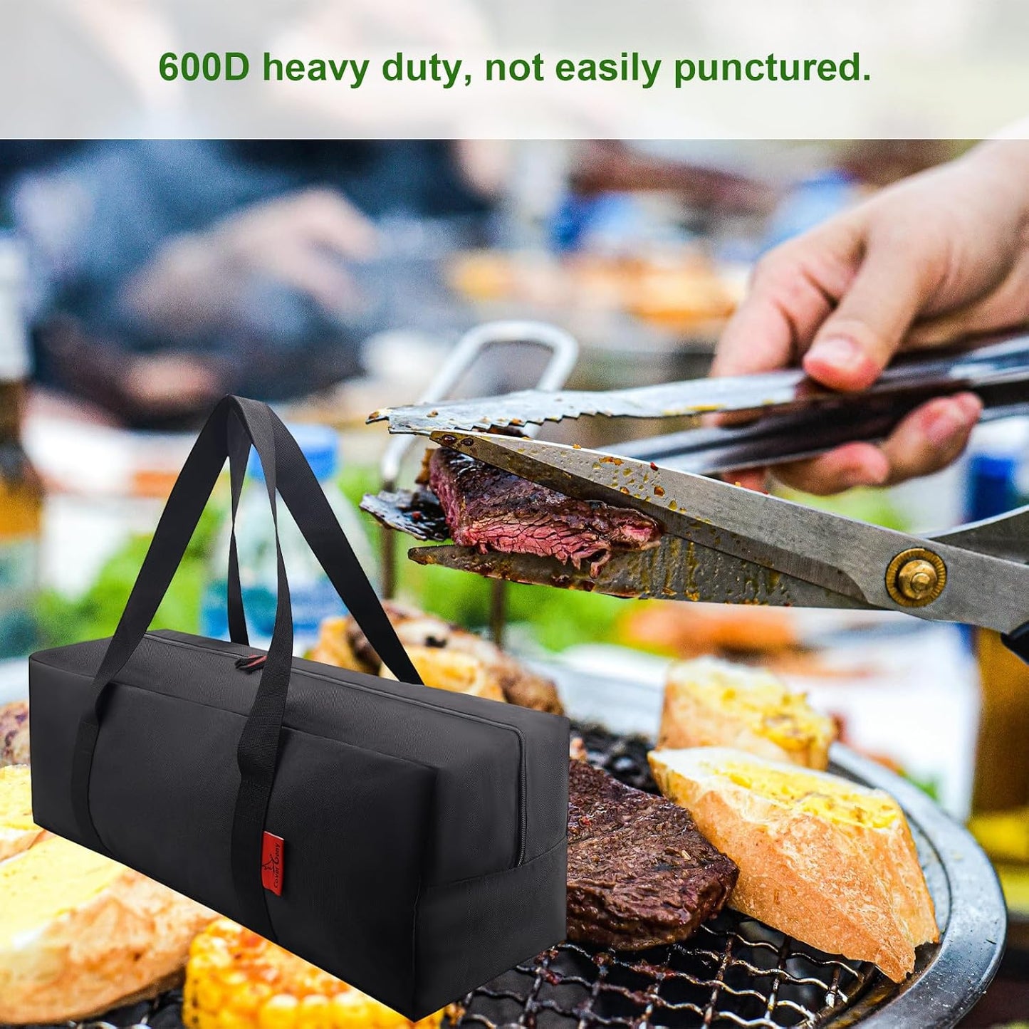 Grill Tool Organizer, BBQ Tool Storage Bag - 20" Heavy-Duty Storage Bag Waterproof 600D Oxford, Folding Design Gift for Camping, Tailgates, Outdoor BBQ Parties (20" Lx6 Wx5 H)