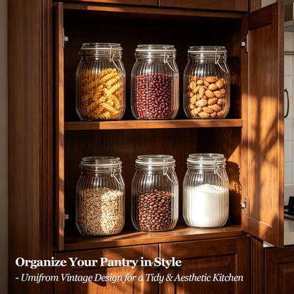 ComSaf Glass Pantry Jars with Airtight Lids 0.7 Gallon 2 Pack Wide Mouth | Flour sugar rice, Sourdough pickling, Pantry organization, Scoop included, Baking supplies, Bulk food storage, Large capacity