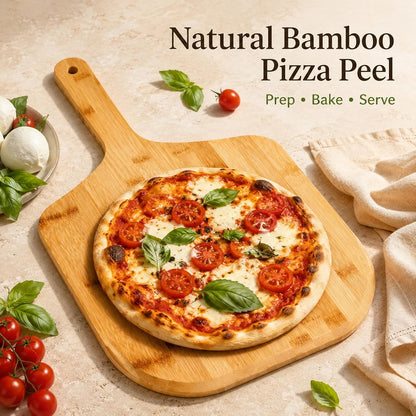 12 Inch Bamboo Pizza Peel, Pizza Paddle Spatula With Handle