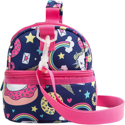 Insulated Kids Dual Compartment Lunch Bags Tote for Girls Boys Toddler School Picnic Food Cooler Thermal with Strap Lunch Boxes Blue Unicorn