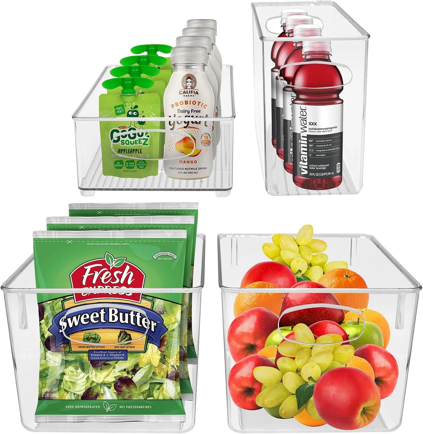 Sorbus Plastic Storage Bins Stackable Clear Pantry Organizer Box Bin for Organizing Kitchen Fridge, Food, Snack Pantry, Fruit, Vegetables, Bathroom, Wide & Narrow Deep Container Set