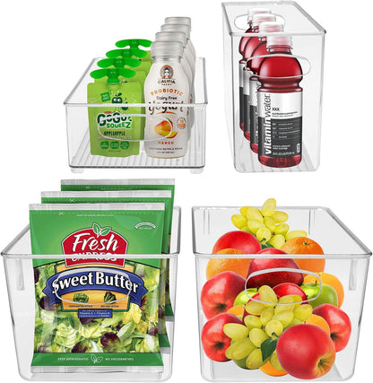 Sorbus Plastic Storage Bins Stackable Clear Pantry Organizer Box Bin for Organizing Kitchen Fridge, Food, Snack Pantry, Fruit, Vegetables, Bathroom, Wide & Narrow Deep Container Set