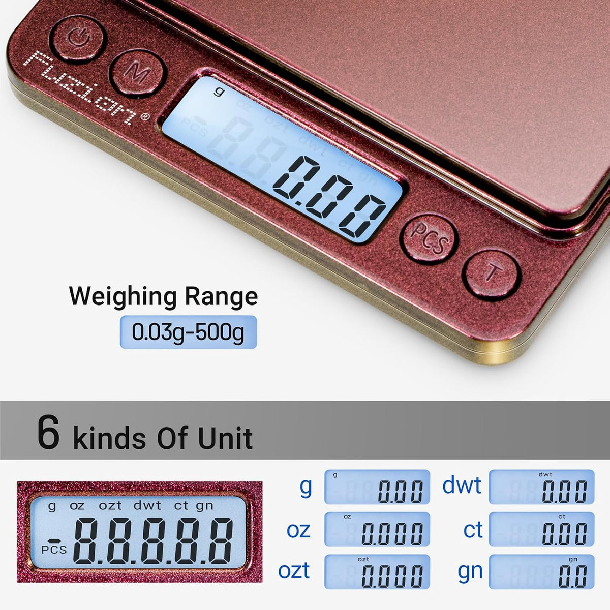 Fuzion Digital Gram Scale .01 Gram Accuracy, 500g Small Jewelry Scale