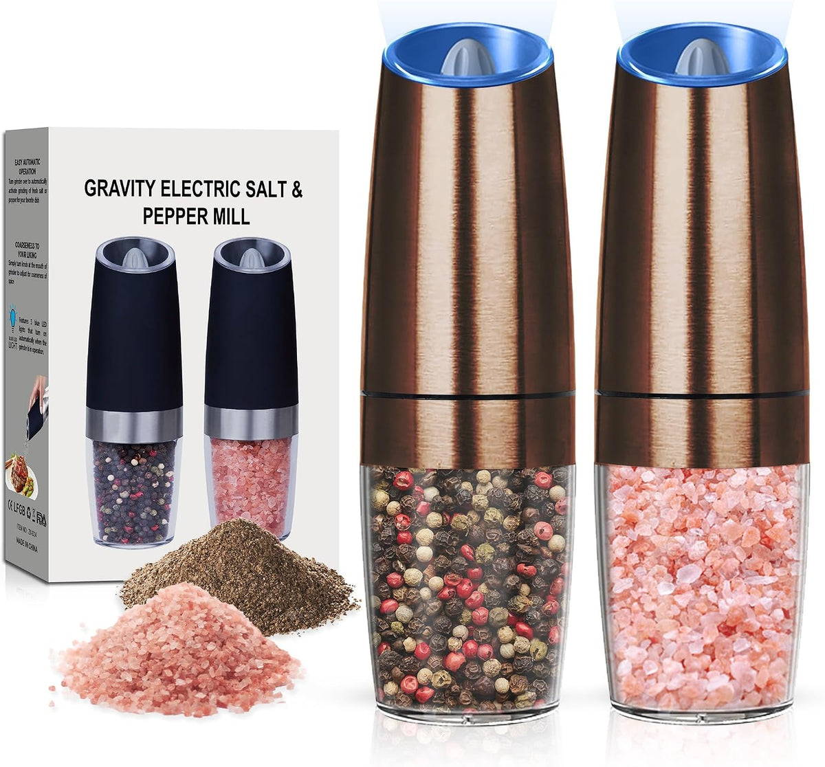 Battery Operated Salt And Pepper Grinder Set 2 Pack (Black)