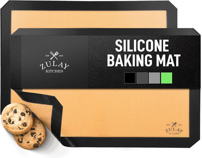Zulay Kitchen Silicone Baking Mat – 16.5"×11.6" BPA-Free Reusable Baking Sheet, Heat Resistant 480°F – Non-Slip Border, Perfect for Cookies, Bread, Pastries & Oven Use - (Dark Gray)