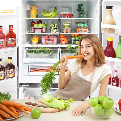 Fridge Organizer - 14 Piece Refrigerator Organizer Bins - Stackable Freezer Organizer - Clear Refrigerator Organizer - Acrylic Fridge Bins