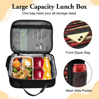Large Lunch Box for Girls Insulated Lunch Bag with Water Bottle Holder Front Zipper Pocket Leakproof Waterproof Reusable Lunch Tote Bag for Work Picnic Camping Back to School (pink floral)