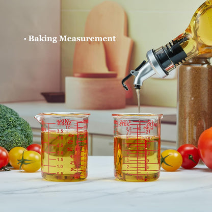 3 Piece Glass Measuring Cup Set, Includes 1/2-Cup, 1-Cup, and 2-Cup High Borosilicate Glasss Liquid Measuring Cups, Dishwasher, Freezer, Microwave, and Preheated Oven Safe, Essential Kitchen Tools