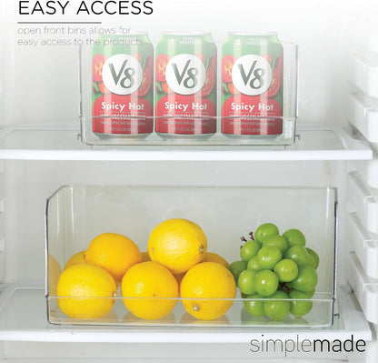 SIMPLEMADE Clear Refrigerator Organizer Bins - Clear Bins for Fridge, Containers for Fridge and Freezer, Multipurpose Storage for Kitchen, Office, Bathroom, Pack of 3 (Design 2)