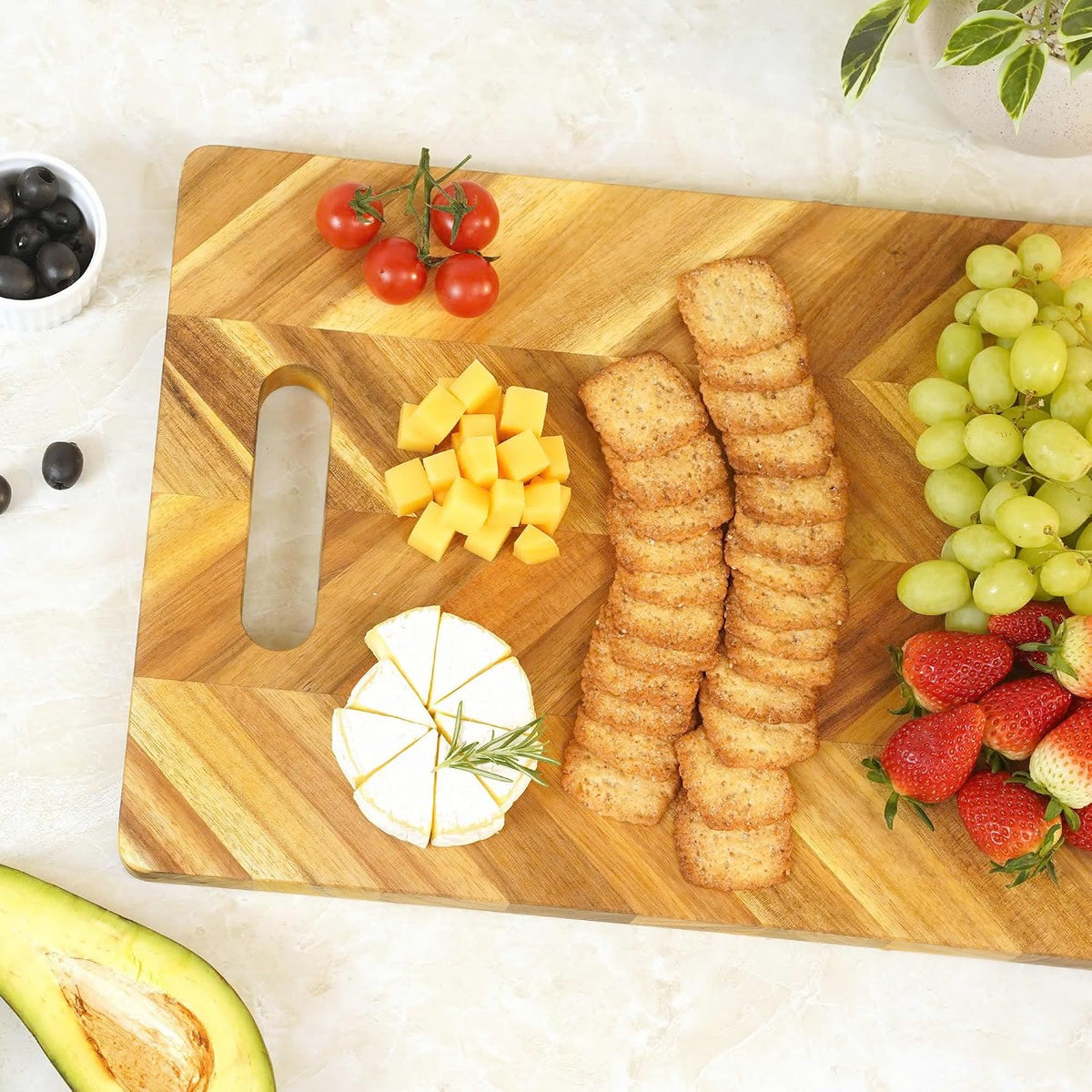 Solid Acacia Wood 20"x15" Large Cutting Board Butcher Block