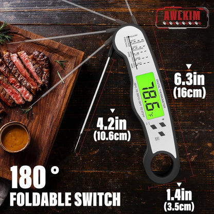 AWLKIM Meat Thermometer Digital, Instant Read Food Thermometer, Red