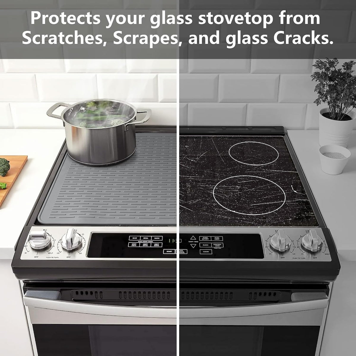YUHFERA Stove Top Cover for Electric Stove - Silicone Stove Mat for Glass Top, Glass Cooktop Protector For Kitchen,Multi-functional Oven Covers for Electric Stove (Black,28 x 20)