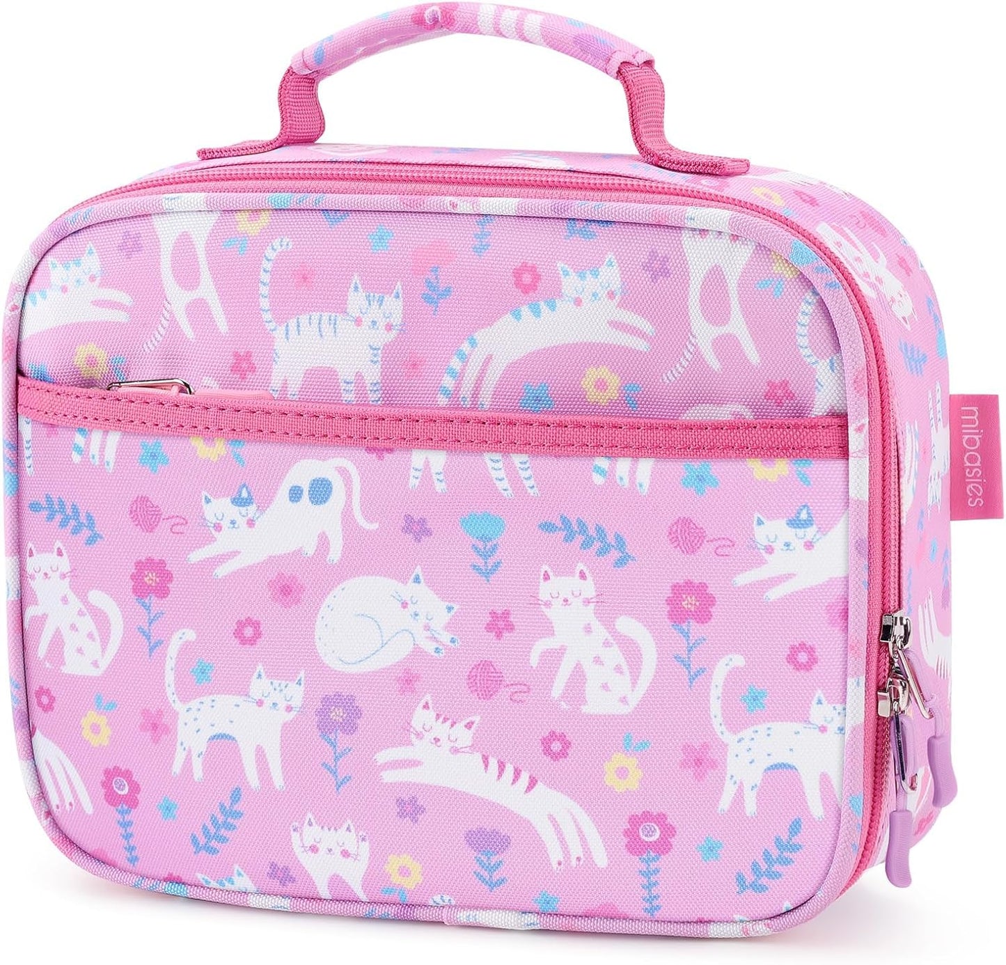 mibasies Kids Lunch Box for Girls Toddler, Insulated and Reusable Lunch Bag for School, Pink Rainbow