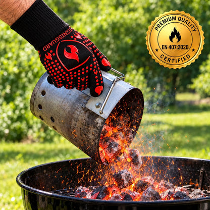 BBQ & Grill Gloves, Oven Gloves Heat Resistant, 1 Pair, Red (L)