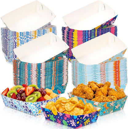 Honeydak 100 Pieces Mother's Day Heart Pattern Paper Food Trays Disposable Nacho Container Paper Boats Serving Trays for Hot Dog Popcorn Taco Snack Candy Food Container Party Supplies