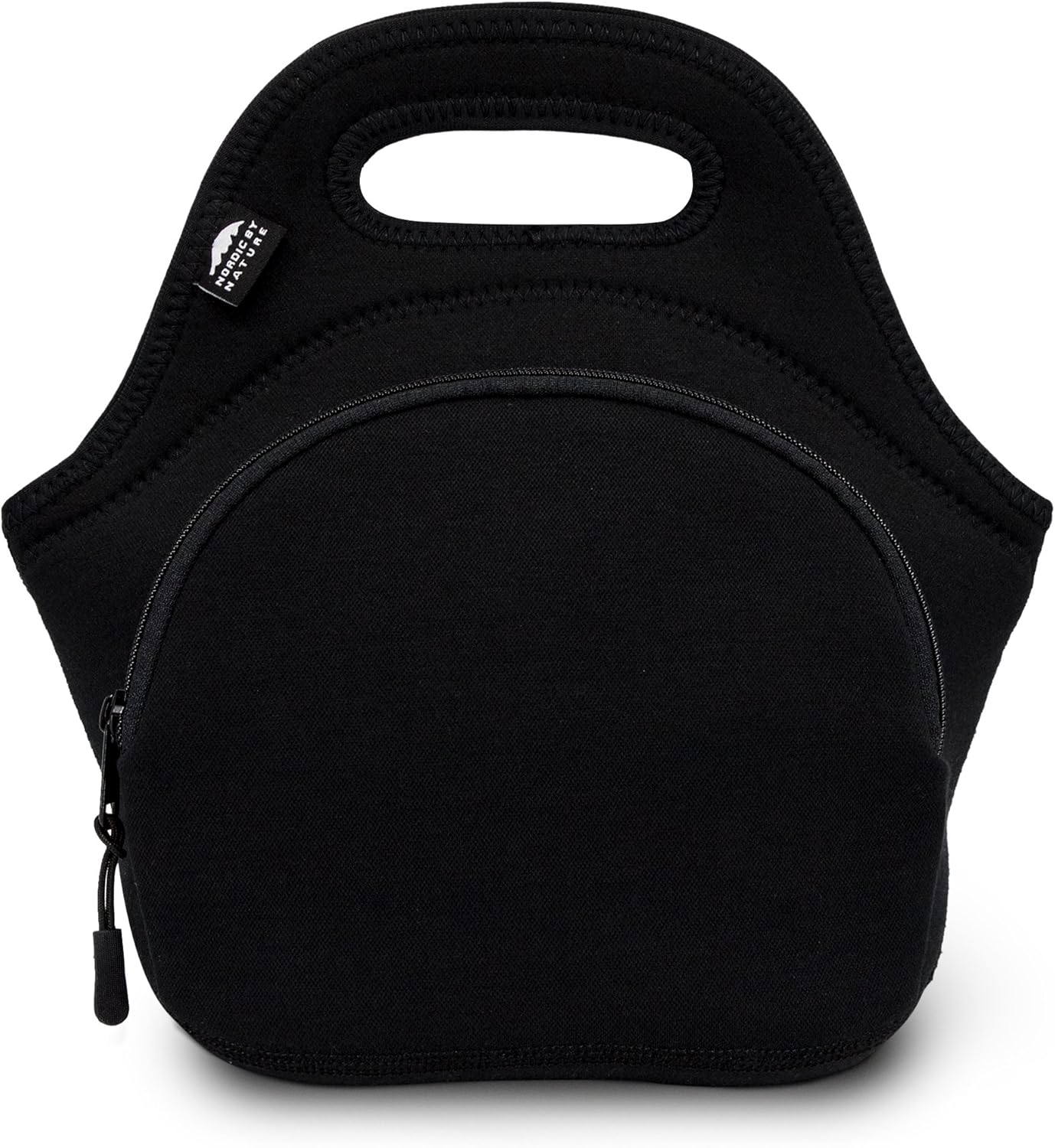 Nordic By Nature Large Neoprene Lunch Bag for Women & Lunch tote for Kids Insulated Lunch bag Reusable Washable Extra Thick Neoprene & Soft Cotton Feel, Premium Stitching, Outside Pocket, (L) Black