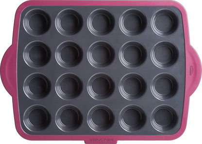 Trudeau Silicone Muffin Pan, 12 Cavities, Fuchsia (Model: 05115197KR)