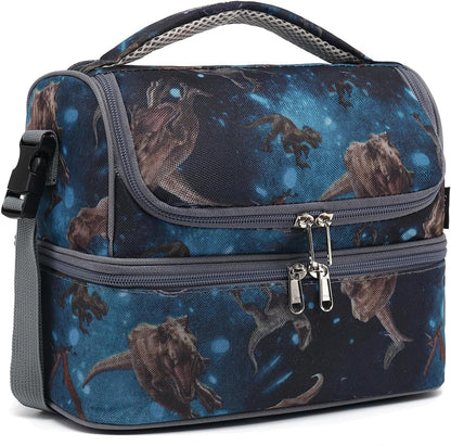 FlowFly Kids Double Decker Cooler Insulated Lunch Bag Large Tote for Boys, Girls, Men, Women, With Adjustable Strap, Unicorn