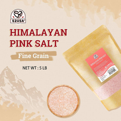 52USA Himalayan Pink Salt, Coarse Grain 1 lb, Salt for Grinder Refill