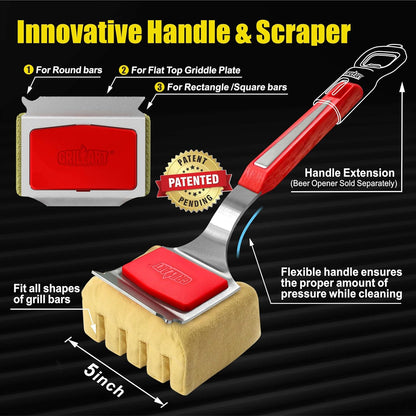 GRILLART Grill Brush Bristle Free, Replaceable BBQ Cleaning Pad (No Handle), Safe Replacement Cleaning Pad/Head for Cast Iron/Stainless Steel Grates - Red