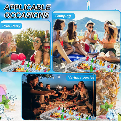 Leitee Inflatable Serving Bar with Drain Plug 52 x 24 x 5'' Inflatable Ice Serving Buffet Bar for Party Food Cooler Buffet Drink(Black,Basic Style)