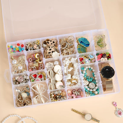 Mauproy 4 Pack 8 Grids Bead Organizer and Storage, Clear Plastic Storage Containers with Removable Dividers and Labels Small Tackle Box Organizer for Jewelry Crafts Electronics Small Parts