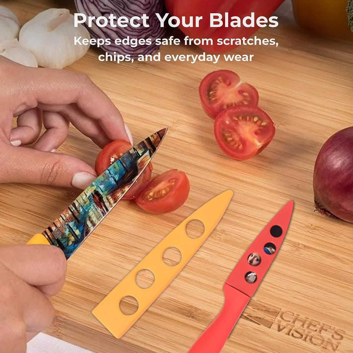 CHEF'S VISION Landscape BladeKeepers, 6 Color-Matched Knife Blade Covers