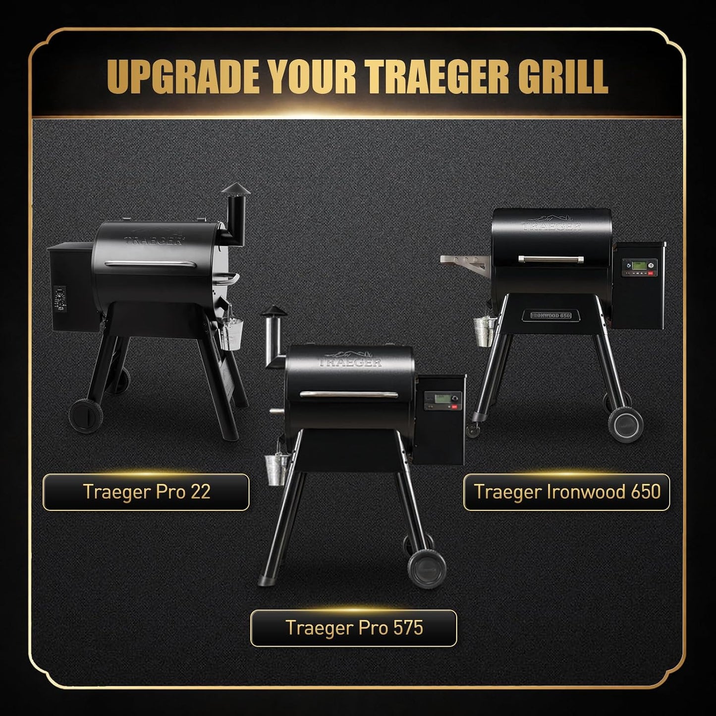 QuliMetal Folding Front Shelf for Traeger Pro 34, Texas Elite 34, Century 885 and Eastwood 34, 37" x 12" Heavy-Duty Grill Prep Table with Cutting Board, Stainless Steel Basin, Lid and 5 Hooks