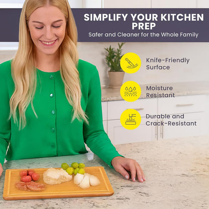 Greener Chef Luxury Bamboo Cutting Board Set of 3 with Glue-Free Surface Technology - Extra Spacious Wood Cutting Boards for Kitchen and XL Chopping Board Set - Replacements for Life