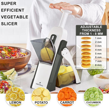 ONCE FOR ALL Safe Mandoline Slicer For Kitchen, Food Veggie Slicer, Gray