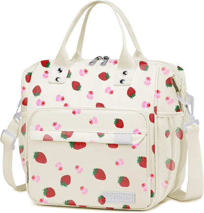 TuErCao Small Lunch Bag Lightweight Insulated Lunch Box for Women Work Portable Soft Cooler for Picnic Travel Road Trips, Loncheras para Mujer, Black