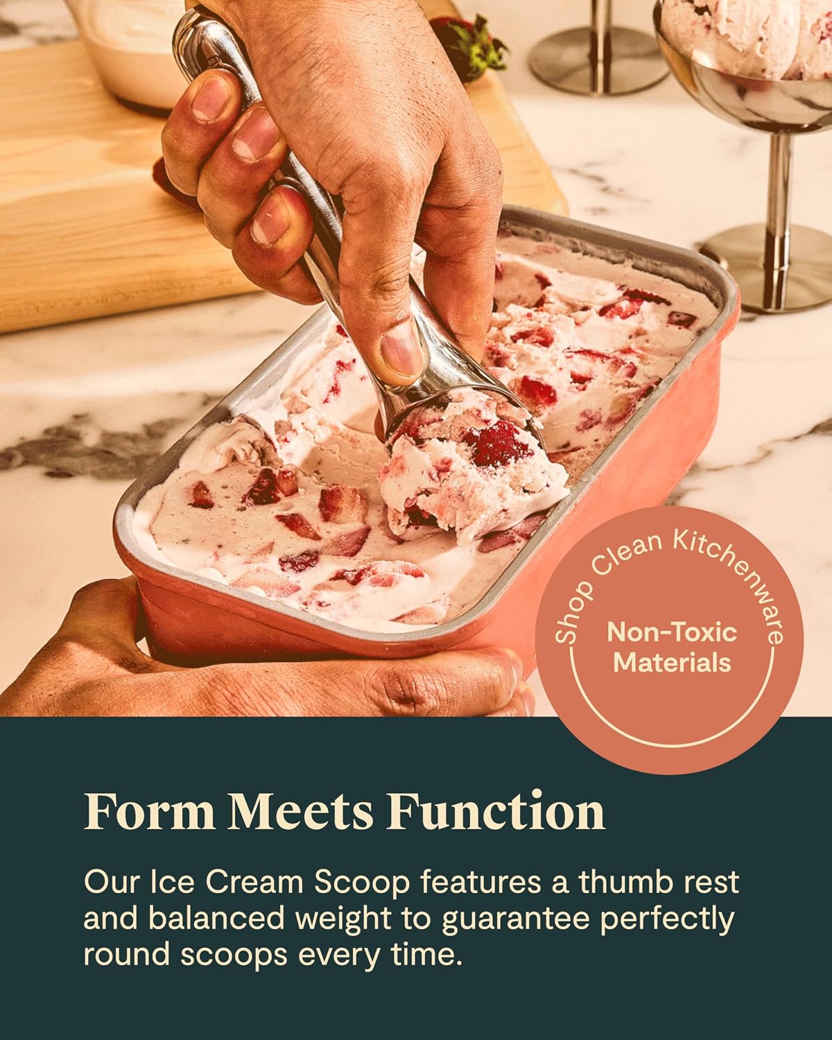 Caraway Stainless Steel Ice Cream Scoop with Ergonomic Handle