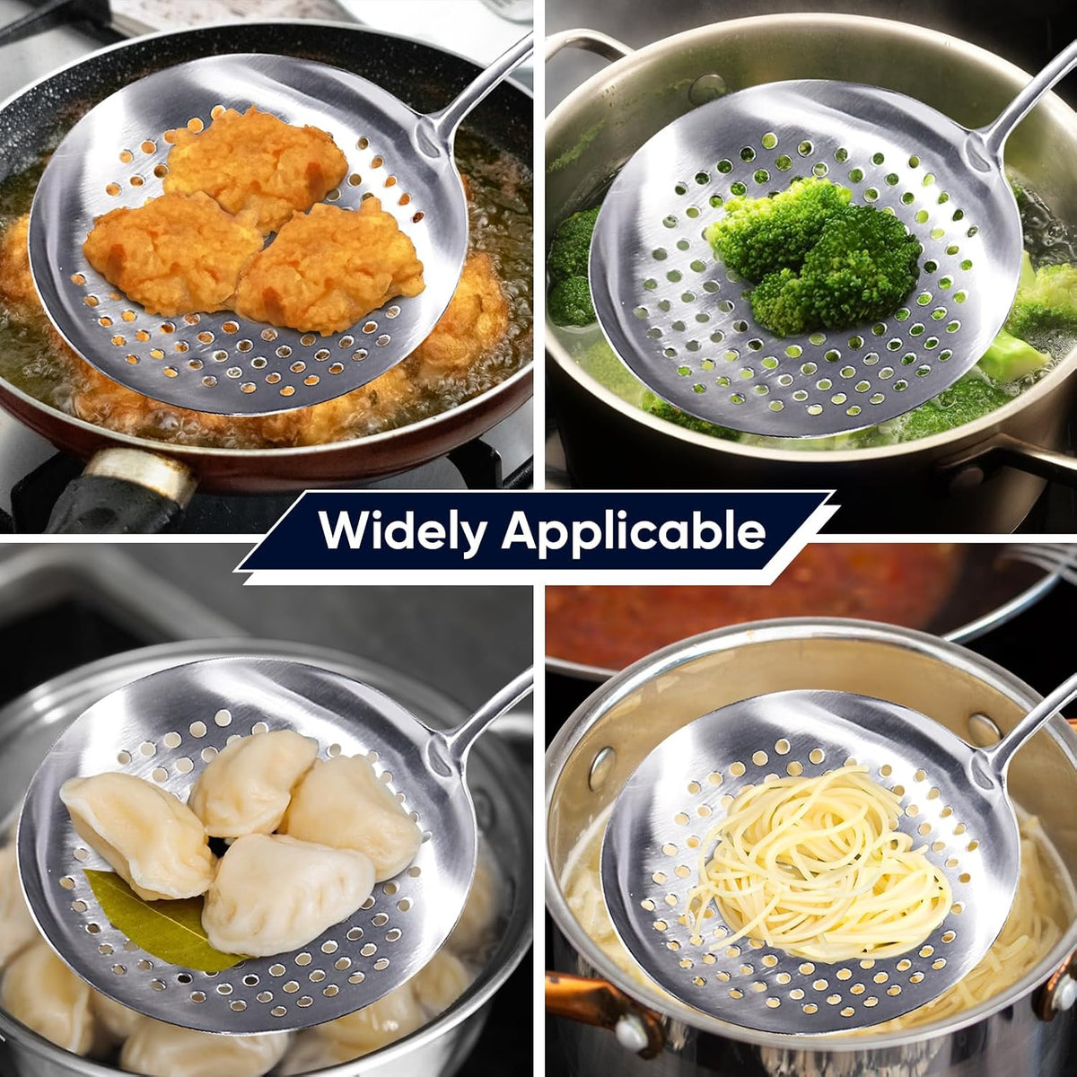 Newness Metal Fish Turner Spatula Stainless Steel for Kitchen Use, Small Griddle Egg Spatula, Flexible, Polished Metal, Corrosion Resistant, Kitchen Slotted Turner with Thin Edge Ideal for Turning,11"