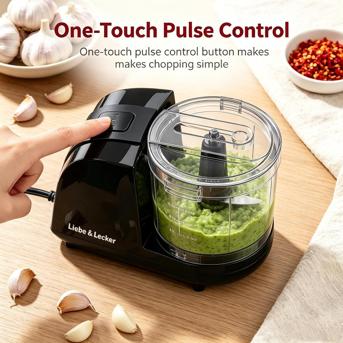 Liebe&Lecker Mini Food Processor 1.5 Cup Electric Food Chopper