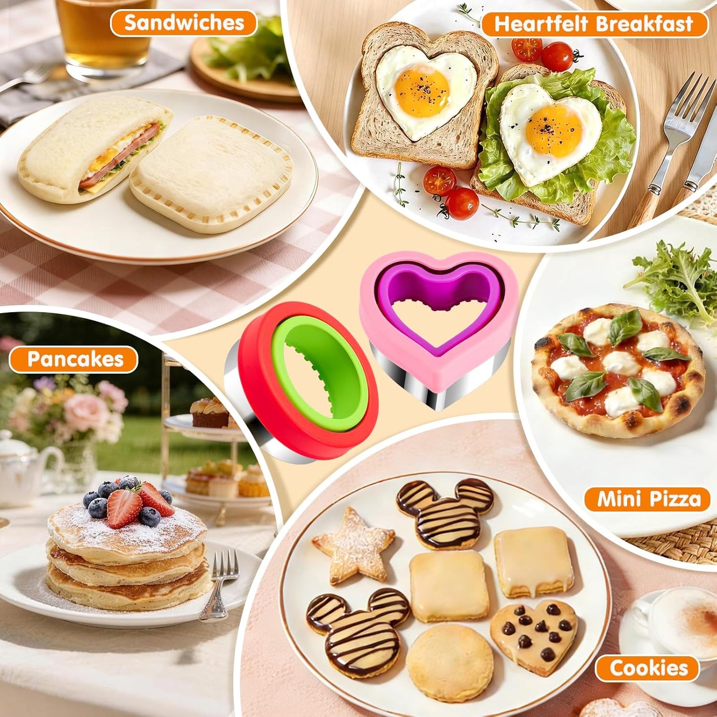 32PCS Sandwich Cutter and Sealer Set Sandwich Cutter for Kids, Vegetable Fruit Cutter Shapes with Food Picks for Kids School Lunch Bento Box Accessories Cookie Cutters